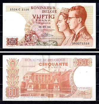 Бельгия 50 франков 1966 Pick 139 (4) бумага 6312-38-1-1