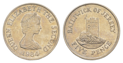 Джерси 5 пенсов 1984 башня Сеймур, Елизавета II (1952-2022) KM 56.1 медно-никель aUNC 4652-545