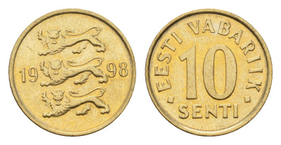 Эстония 10 сентов 1998 KM 22 латунь UNC 4689-636