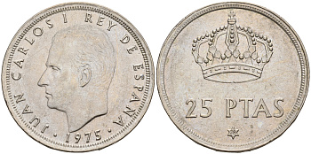 Испания 25 песет 1975 (78) Хуан Карлос I (1975-2014) KM 808 медно-никель    4144-221