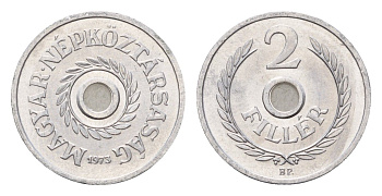 Венгрия 2 филлера 1973 ВР KM 546 алюминий UNC 188-812