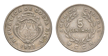 Коста-Рика 5 сентимо 1972 KM 184.3 медно-никель 4649-824