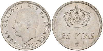 Испания 25 песет 1975 (78) Хуан Карлос I (1975-2014) KM 808 медно-никель    4144-221