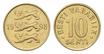 Эстония 10 сентов 1998 KM 22 латунь 4689-652