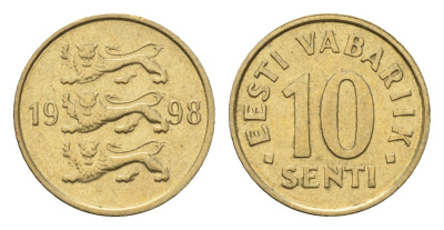 Эстония 10 сентов 1998 KM 22 латунь 4689-652