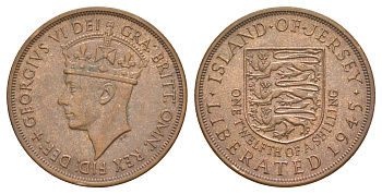 Джерси 1/12 шиллинга 1945 Освобождение (Король Георг VI) KM 19 бронза aUNC 4653-444