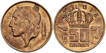 БЕЛЬГИЯ 50 САНТИМОВ 1976 BELGIE KM 149.1 бронза 4528-951