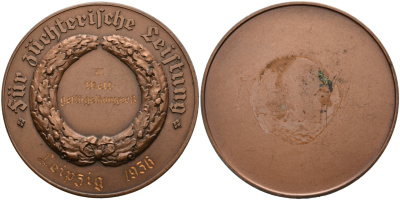 Германия медаль 1936 Лейпциг, третий рейх, " На развитие газеты", IV Всемирный Конгресс профсоюзов в Лейпциге 1936 год, диаметр 60 мм. лёгкий металл 1071-6-22