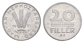 Венгрия 20 филлеров 1989 BP KM 573 алюминий 4658-652