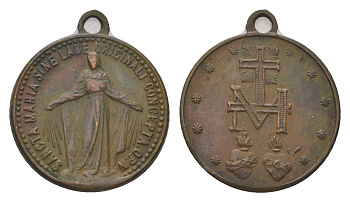 Нидерланды религиозный жетон с изображением Девы Марии диаметр 19 мм, вес 3,1 гр латунь 4623-1049