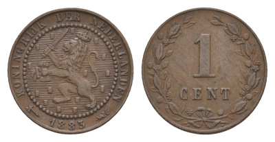 Нидерланды 1 цент 1878 Виллем III (1849-1890) KM 107 бронза 4659-122