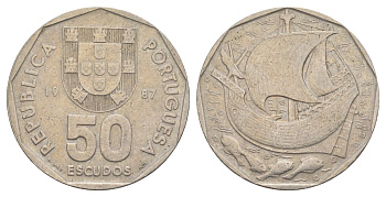 Португалия 50 эскудо 1987 KM 636 медно-никель 4168-642