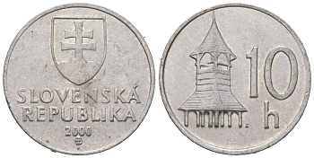 Словакия 10 геллеров 2000 KM 17 алюминий aUNC 4621-466