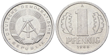 ГДР 1 пфенниг 1988 A KM 8.2 алюминий 201-657
