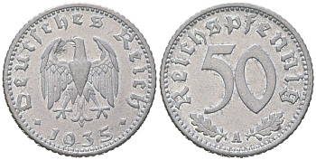 Германия 50 рейхспфеннигов 1935 A KM 87, J. 368 алюминий aUNC 4119-751