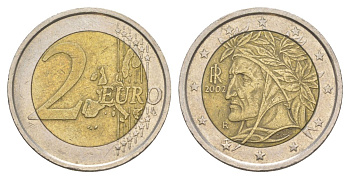 Италия 2 евро 2002 KM 217 биметалл 4629-451