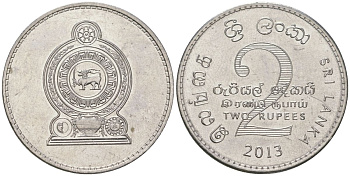 Шри-Ланка 2 рупии 2013 KM 147b нержавеющая сталь UNC 4616-945