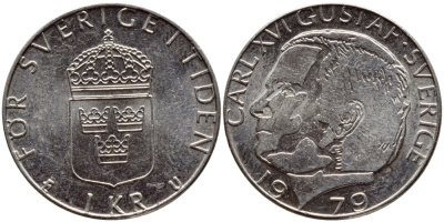Швеция 1 крона 1979 Карл XVI Густав (1973- ) KM 852 медь плакированная медно-никелем 56-926