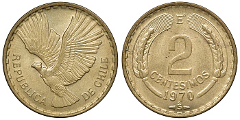 Чили 2 сентесимо 1970 KM 193 алюминиевая бронза aUNC 4118-154