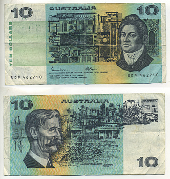 АВСТРАЛИЯ 10 ДОЛЛАРОВ 1985 Pick 45e бумага 6299-21-1-1