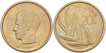 Бельгия 20 франков 1980 Belgique, Бодуэн I (1951-1993) KM 159 никель бронза 213-632