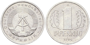 ГДР 1 пфенниг 1984 A KM 8.2 алюминий 4613-936
