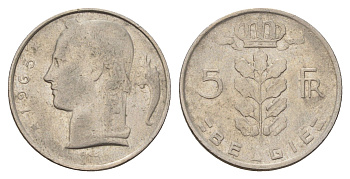 Бельгия 5 франков 1965 Belgie, Бодуэн I (1951-1993) KM 135 медно-никель 3459-851