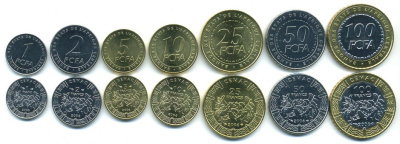 Центрально-Африканские штаты лот из 7 монет 2006 (1, 2, 5, 10, 25, 50, 100 франков) UNC M76-08