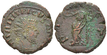 Римская Империя, императоры в Галлии антониниан 272 - 273 Тетрик, имитация монетного типа IMP TETRICVS AVG / PAX AVG, локальная чеканка RIC 100 биллон 1073-20-63