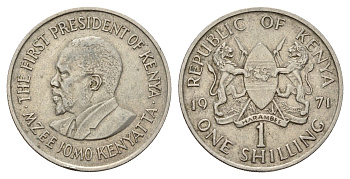 Кения 1 шиллинг 1971 Джомо Кениата KM 14 медно-никель 117-614