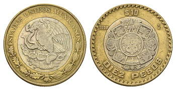 Мексика 10 песо 1998 KM 616 биметалл 4675-316