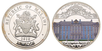 Малави 20 квач 2010 Дворцы Санкт-Петербурга - Екатерининский дворец Sch?n 196.3 серебро PROOF 11-080-45