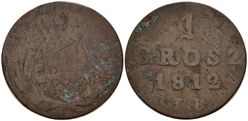 Польша 1 грош 1812 IB, Фридрих Август III (1806-1827) C 81 медь 4158-526