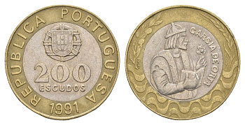 Португалия 200 эскудо 1991 Гарсия Де Орта (1501-1568) KM 655 биметалл 4566-327