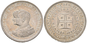 Португалия 200 реалов 1898 400 лет Открытию Индии KM 537 серебро 4171-1133