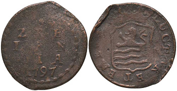 ЗЕЛАНДИЯ, НИДЕРЛАНДЫ 1 ДУИТ 1797 KM 105 медь 117-535
