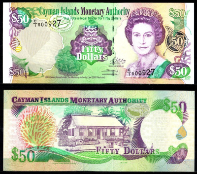 Каймановы острова 50 долларов 2003 Елизавета II. Дом правительства Pick 32 a бумага UNC (пресс) 451-1193-1
