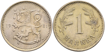 Финляндия 1 марка 1921 республика (1918-1962) KM 27 медно-никель 4591-315