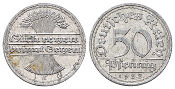 Германия 50 пфеннигов 1922 E KM 27, J. 301 алюминий 4700-1013