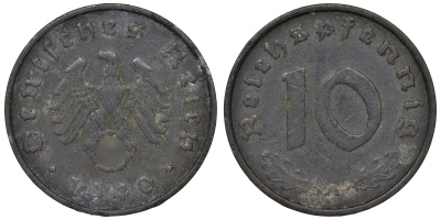 Германия 10 рейхспфеннигов 1940 A KM 101, J. 371 цинк 4121-1021