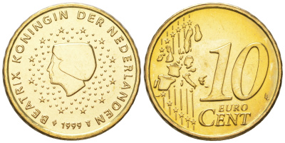Нидерланды 10 евроцентов 1999 Беатрикс (1980-2013), перый год КМ 237 нордик  UNC  M40-19