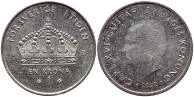 Швеция 1 крона 2002 Карл XVI Густав (1973- ) KM 894 медно-никель 4364-822