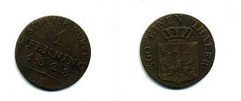 ПРУССИЯ 1 ПФЕННИГ 1828 35-114