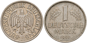 ФРГ 1 марка 1962 J KM 110, J. 385 медно-никель 4159-1047