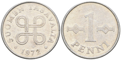 Финляндия 1 пенни 1972 KM 44а алюминий 4588-767