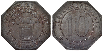 Тюбинген 10 пфеннигов 1917 Funck 551.6 железо 4119-1241