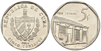Куба 5 сентаво 2006 KM 575.2, Schoen 713, JMA MC19 сталь плакированная никелем 4115-958