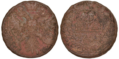 Россия 1 деньга 1743 Елизавета (1741-1761) Биткин 348 медь 51-3515