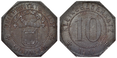 Тюбинген 10 пфеннигов 1917 Funck 551.6 железо 4119-1241