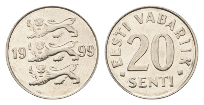 Эстония 20 сентов 1999 KM 23a сталь плакированная никелем UNC 4689-726